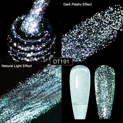 MEET ACROSS Sparkling Rose Pink Reflective Glitter Gel Nail Polish