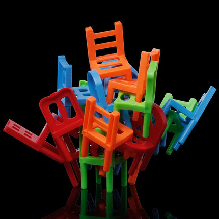 18Pcs/set  Mini Chair Assembly Blocks Plastic Balance Toy Stacking Chairs Kids Desk Educational Play Game Balancing Traning Toys
