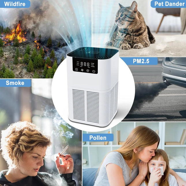 Air Purifier Smoke Odor Negative Ion Generator with Aromatherapy Air Cleaner for Household HEPA Filter Efficient Purifying Air