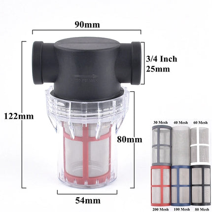 1/2" 3/4" 1" Garden Watering Irrigation Filter Aquarium Water Pump Inlet Water 30-200 Mesh