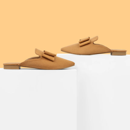 Samilor Women's Suede Leather Slip-On Mules Comfortable woman shoes slippers women mule half shoes for ladies 2025 spring trend