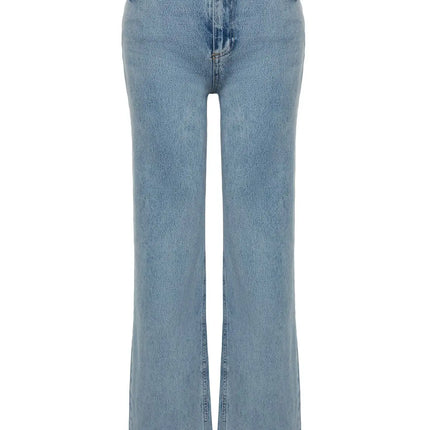 Trendyol TYZA Women's Jeans Casual Beltless Wide Leg Denim Plain Jeans Wide Leg Casual Pants Denim Pants