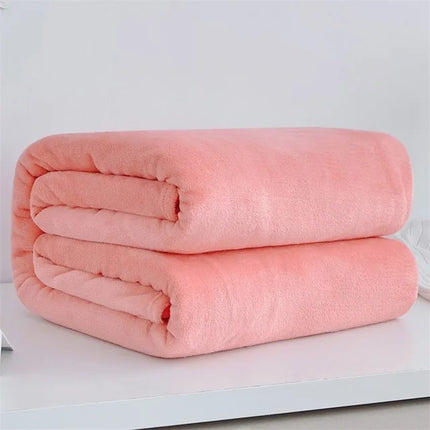 Super Soft Coral Fleece Blanket 220gsm Light Weight Solid Pink Blue