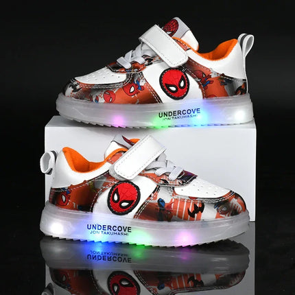 Disney Led Light Shoes for Kids Fashion Cartoon Spiderman Boys Sneakers Girls