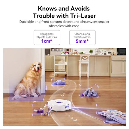 Narwal Freo X Plus 7800Pa Robot Vacuum Cleaner 3.5H Runtime Tri-Laser Structured Light Zero-Tangling Floating Brush 1L Dust Bin