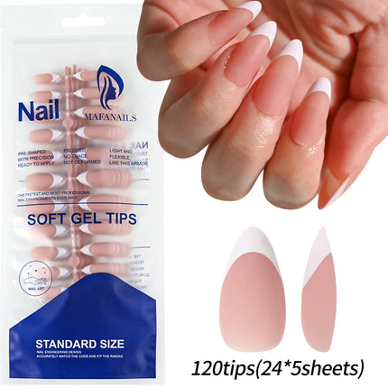 150/120/100Pcs French Almond Fake Nails