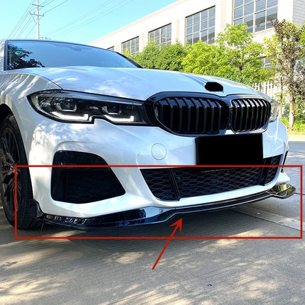 Gloss Black Car Front Bumper Splitter Lip For BMW 3 Series G20 G21 320i 330i 2019-2022 M Sport Diffuser Guard Body Kit Cover