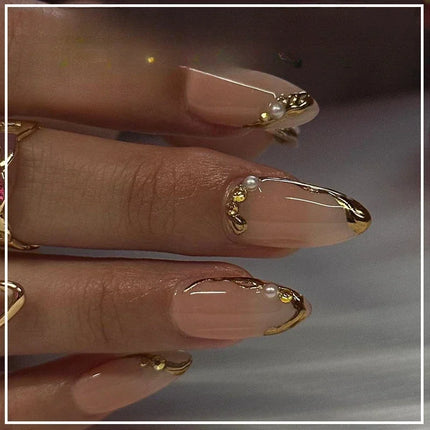 24pcs Leopard Print Almond Fake Press on Nails with Mini Flower Acrylic