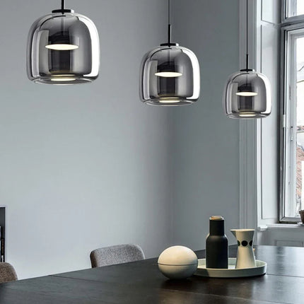 Cognac&Smoky Gray Glass Chandelier Pendant Lights For Dining Room Kitchen Hanging Lamp Nordic Led Pendant Lamp Table Resturant