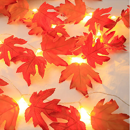 2/3/6M Halloween LED Lights String,Artificial Maple Leaf Lantern Garland,