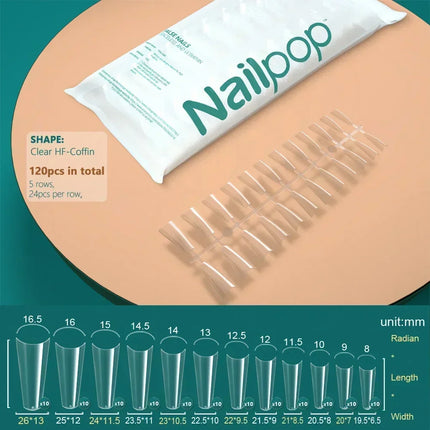 NAILPOP 120pcs Fake Nails Full Cover Press on Nails Coffin Soft Gel American