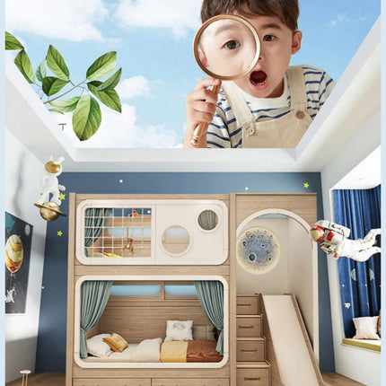 Children's upper and lower bunk double-layer high and low child-mother bed multi-functional combination