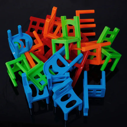 18Pcs/set  Mini Chair Assembly Blocks Plastic Balance Toy Stacking Chairs Kids Desk Educational Play Game Balancing Traning Toys