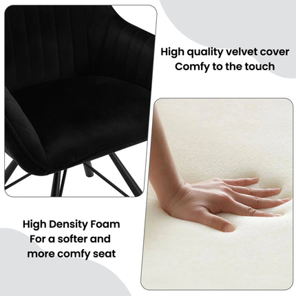 2PCS/SET Swivel Dining Chairs Velvet Living Room Ergonomic Leisure Chair Upholstered Lounge Kitchen Chair with Armrests