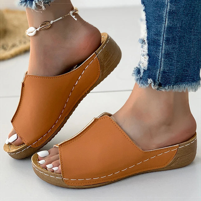 Women's Sandals 2025 Summer Shoes Women Soft Heels Sandals Low Platform Slippers Summer Sandalias Mujer Indoor Outdoor Footwear