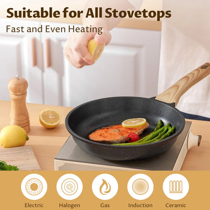 Non Stick Frying Pan Set Induction, 3 Pieces Induction Frying Pan for All Hobs, PFAS-Free Frying Pans