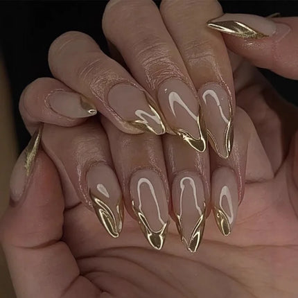 24Pcs French False Nails Almond Fake Nails
