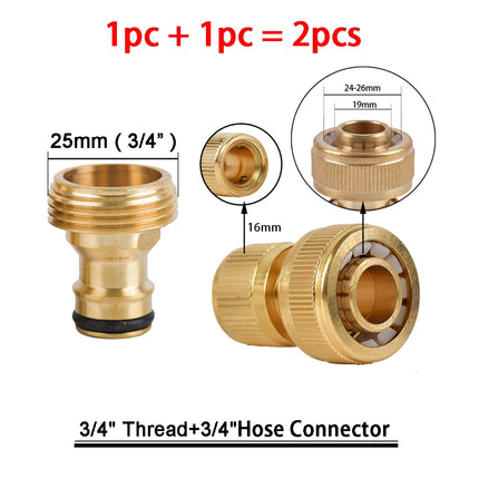 1Sets Garden Hose Quick Connect Water Hose Fitting, 3/4 Inch 1/2 Inch Brass BSP Female