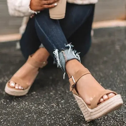 2024 Summer Sandals Women Wedges Platform Ladies Hemp Shoes Ladies Candy Color Casual Girls Slip on Strap Cross Girls Plus Size