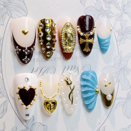 10Pcs 3D beautiful handmade Manicure Press On Nails