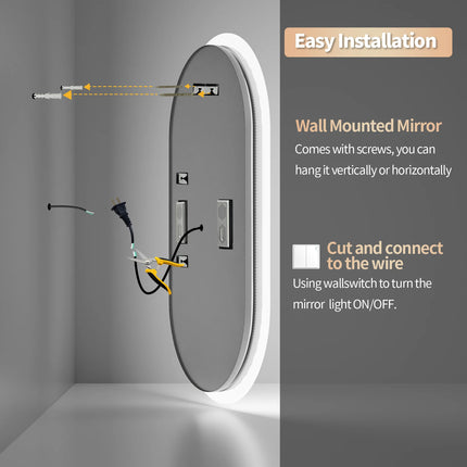 LUVODI Led Lighted Bluetooth Bathroom Mirror Backlit Illuminate Dimming Vanity Mirror with Time Date Display Anti-fog