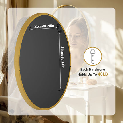 Oval Gold Bathroom Mirror, Gold Framed Mirror for Wall, Metal Frame Gold Circle Mirror Decorative