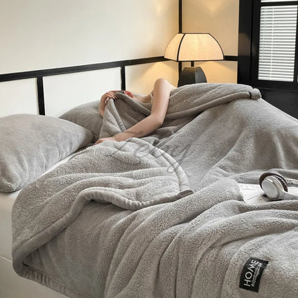 New Grade A Half Sides Fleece Autumn Winter Warmth Blankets Soft Fluffy Keep Warm Sofa Blankets for Throw Napping Shawl Blanket