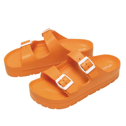 Evshine 2024 Summer Flat Sandals Fashion Women Platform Sandals Outdoor Soft Beach Slippers Non-slip Lightweight Cloud Slippers