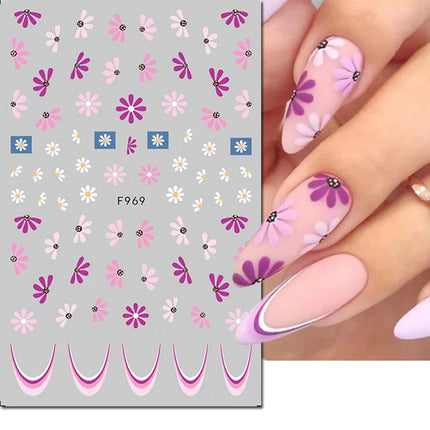 3d Nail Art Decals Elegant White RoyalBlue Roses Flowers