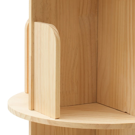 360 Rotating Wooden Bookshelf Livingroom Storage Rack Floor Standing Bookcase for Kids&Adults