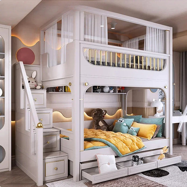 Light Luxury Bunk Bed Same Width Simple Mother And Child Bed