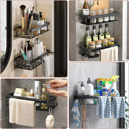 Bathroom Shelf Kitchen Storage Organizer Aluminum Alloy Shampoo Rack Shower