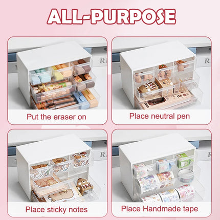 Multifunctional Transparent Six Grid Drawer Storage Box Multi-layer Desktop Storage Box Large Capacity Dustproof Organizing Box