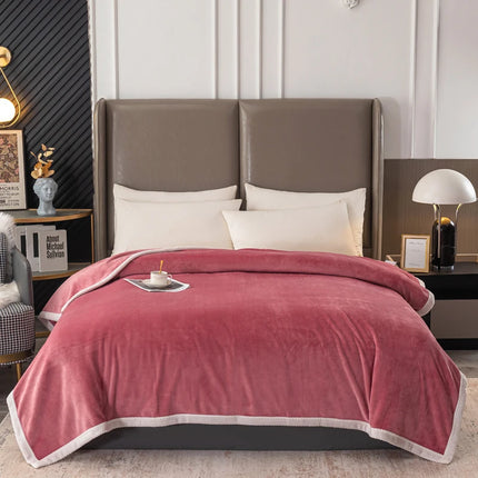 Blanket for Winters Solid Color Milk Velvet Plaid For Sofa Warm Single