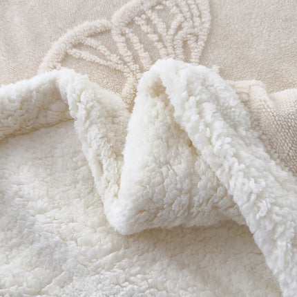 Butterfly Jacquard Taf Fleece Blanket with Exquisite 3D Butterfly Thick Warm Faux