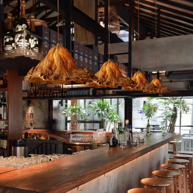 Vintage Resin Lotus Leaf Pendant Lights Tea House Dining Room Bar LED Retro Hanging Lamp Fixtures Indoor Lighting Home Decor E27