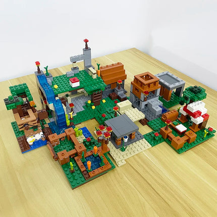 Village Farm Cave Mine Alex Zombie Action Figures Building Blocks Toys Gift for Children