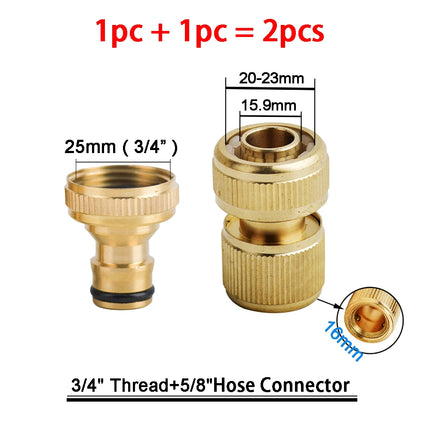 1Sets Garden Hose Quick Connect Water Hose Fitting, 3/4 Inch 1/2 Inch Brass BSP Female