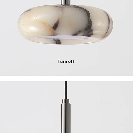 Luxury Black Round Natural Stone Pendant Lamp