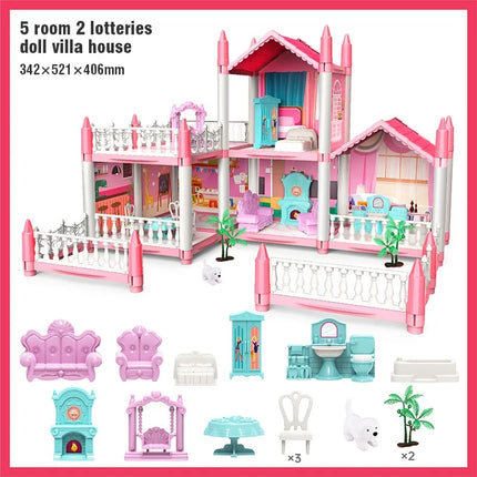 Princess Castle Villa Assembly Doll House Set Toy Girl Family Toy Children's