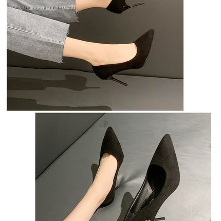 Women New Mid Heeled Sandals Black 6-8-10cm Pointed Thin Heeled Baotou Banquet High Heeled Shoes Womens Shoes Tacones Mujer