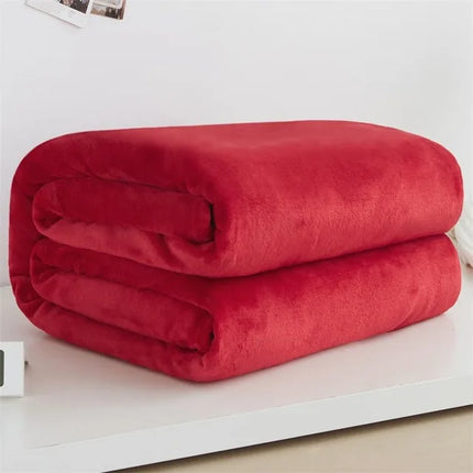 Super Soft Coral Fleece Blanket 220gsm Light Weight Solid Pink Blue