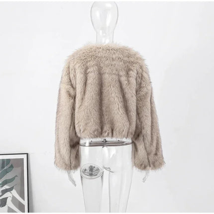 Fashion Fluffy Faux Fur Coat For Women Winter Elegant Loose Long Sleeve Jacket Female Luxury Thick Lady High Street Outerwear