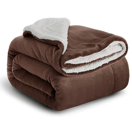 Sherpa Fleece Blanket Throw Black Soft Reversible Thick Plush Blankets Microfiber