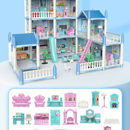 Princess Castle Doll House Kit with LED Lights | Miniature Villa Model  | Creative Birthday Gift Toy