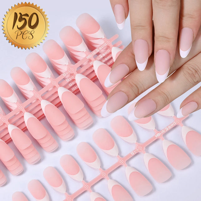 150/120/100Pcs French Almond Fake Nails
