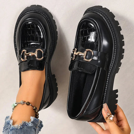 Women's Shoes Soft Sole Spring Autumn Seasonal Black British Style round Toe Rubber Outsole