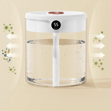 New 2L Double Spray Humidifier Atomizer Usb Large Capacity Home Mute Bedroom Office Night Light Digital Display Humidifier