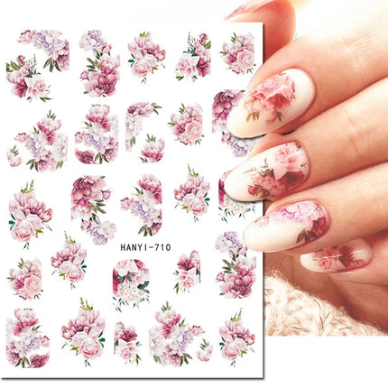 3d Nail Art Decals Elegant White RoyalBlue Roses Flowers