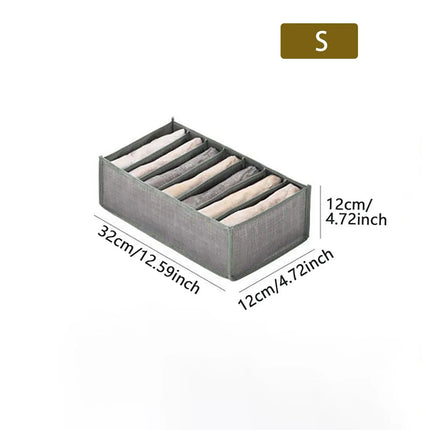 Grey 7/9 Grid Storage Box Non Woven Durable Washable Space Saving Layered Arrangement Pants Clothes Underwear Wardrobe Storage